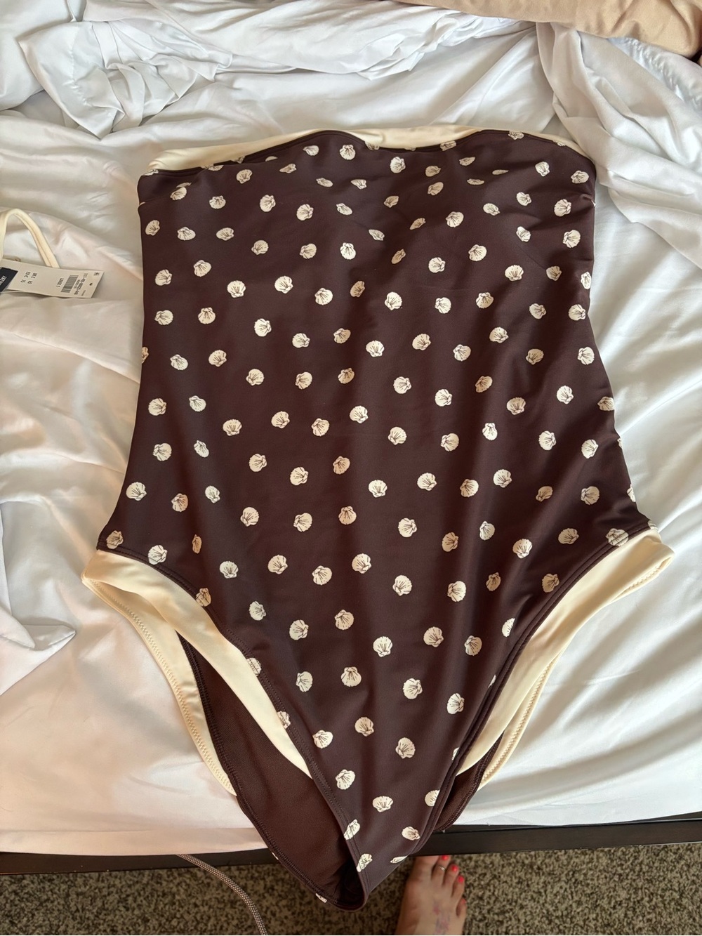 Abercrombie and fitch  Strapless One-Piece Swimsuit in Brown and Cream